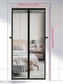 1pc Magnetic Screen Door, Heavy Duty Bohemian Style Nylon Self-Sealing Mosquito Net, Hands-Free, Pet & Kid Friendly, Space Themed Bohemian Style, Easy Magnetic Strip Installation - Black - View 7