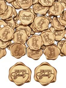 10/30/50/100 Pcs Be Our Guest Wax Seal Stickers, Envelope Seals, Self Adhesive Antique Gold For Wedding Invitations, Party, Christmas, Gift Wrapping - Antique Gold Be Our Guest - View 1