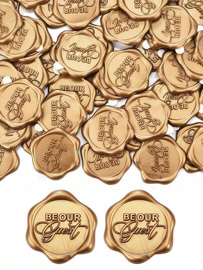 10/30/50/100 件 Be Our Guest 蜡封贴纸、信封封条、自粘式古金色，适用于婚礼请柬、派对、圣诞节、礼品包装