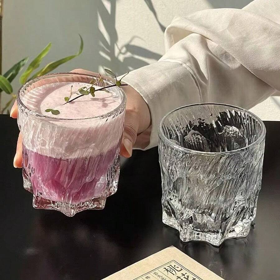 1 pieza Vaso de cristal premium con hielo, vaso de whisky creativo, vaso para licor, vaso de uso doméstico, diseño exclusivo, vaso clásico, vaso para jugo - Multicolor - Ver 1