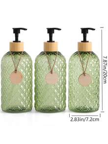 GAONLY Distributeur de shampoing et de revitalisant, bouteilles de shampoing rechargeables avec pompes en plastique et étiquettes imperméables DIY, ensemble de distributeurs de gel douche vides pour la salle de bain, bouteilles de savon de douche (vert, lot de 3, 500 ml)