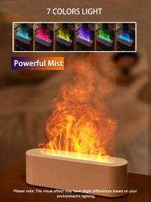 ViSSKO 1 pieza Difusor de aromaterapia con aceites esenciales alimentado por USB con llama de 7 colores, 3 modos de temporización, chip inteligente para apagado automático y adecuado para humidificación interior