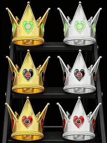 1pc Colorful Enamel Heart Crown, Alloy Mini Crown Decor For Party Flower Accessories