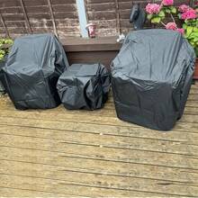3pcs Heavy-Duty Waterproof Outdoor Furniture Covers Set - All-Weather UV-Resistant -Saving Patio Sofa, Chair & Coffee Table With Drawstring Closure, Fits 2 Chairs & Coffee Table (Year-Round Use), Patio Furniture Cover, Lounge Covers, Patio Set Cover, Patio Furniture Covers, Patio Cover For Furniture, Deck Box Covers For Winter, Patio Table Covers, Out Door Couch Covers, Patio Loveseat Set Cover, Patio End Tables Cover, Patio Covers For Outside, - Grey - View 5