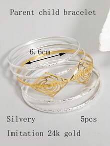 5 أساور معدنية هندسية مصممة بشكل نيش عالي الجودة، مزخرفة بنقوش معقودة ومعلقة بشكل معقود مزدوج