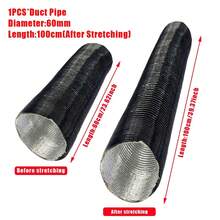 1 pieza Tubo de calefacción de aire de 60 mm de diámetro x 100 cm de longitud, conector de escape de salida, adecuado para el conector de conducto de salida del calentador Webasto Eberspaecher