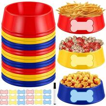 6 Set Dog Paw Plastic Bowls Dog Birthday Party Supplies Red Blue And Yellow Food Trays With Bone Cards For Table Dog Puppy Party Decorations - 18件 - 查看 9