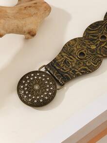 1pc Women's Patchwork Contrast Color Distressed Vintage Western Boho Heavy Metal Rivet Buckle Waist Belt Decor Sexy Cinched Waist Dress Accessory, Suitable For Daily Wear