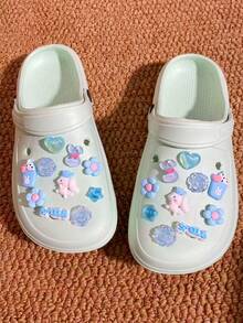 20 Peças Assortimento Fofo de Encantos - Poodle, Letra, Estrela, Sorvete, Flor de 5 Pétalas, Rosa, Coelho, Coração - Clipes Decorativos para Sapatos, Acessórios Versáteis para Sandálias, Chinelos, Bolsas de Praia de Mulheres, Ótimo para Feriados e Festas de Aniversário