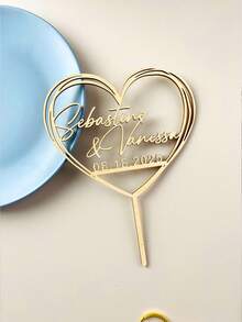 Personalized Wedding Cake Topper Custom Mr & Mrs Engagement Couple Anniversary Party Cake Decoration, Gold Mirror, Bridal Shower - Style B - View 8