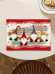 1 buc. Șervețel de masă cu model de Crăciun, 4 buc. Covorașe cu model de Crăciun, potrivite pentru sărbători, petreceri, zile de naștere, cine festive, decor pentru bucătărie și masă, decor pentru casă și cameră în toate anotimpurile, lenjerie de masă