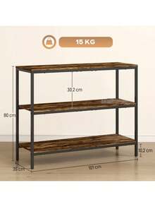 Console Table, Side Table With 3 Levels, Chipboard, Metal, Light Brown - 1 - View 8