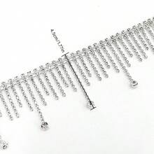 Rhinestone Fringed Trim (Width: 8 Cm/3.15 Inches) - Glass Crystal Fringed Chain For Sewing And Handcrafting, Clear Sparkling Decorative Rhinestones For DIY Clothing, Shoes, Bag Accessories