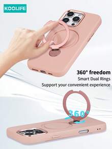Koolife 1pc 360° Rotating Bracket Phone Case, Shockproof Air Cushion Full Protection, Liquid Anti-Slip PC+TPU Material, Independent Buttons, Suitable For IPhone 17 ProMax/17/17 Pro/17 Air/15/15 Plus/15 Pro/15 ProMax/16/16 Plus/16 Pro/16 ProMax/16e