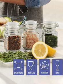 ComSaf 4-Ounce Glass Jars With LIDS, 12 Mini Sealed Glass Jar Sets, With 24 Labels And Pens, Spice Jars, Small Mason Jars, Square Cans With Sealed Steel Wire Clamping Devices, Labels, And Funnels For Jam, Honey, Kitchenware, Wedding Decorations, Etc - Multicolor - View 3