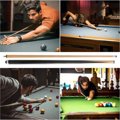 YELIY - 2Pcs Tacos de Billar - Taco de Billar Profesional - Cues de Billar - Palo de Snooker Desmontable Portátil - Pool Cue Stick 145cm para Principiantes Ejercicios de Entretenimiento.