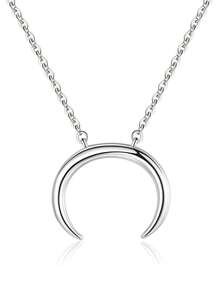 Kaletine قلادة قمر من الفضة الإسترليني عيار 925 قلادة طويلة للنساء والفتيات مجوهرات قطعة واحدة