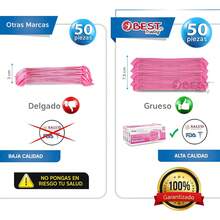Best Trading Cubrebocas Rosa 50 piezas, Mascarilla Desechable Termosellada Tricapa, Caja de Tapabocas con 50 Piezas con Ajustador  Oculto y Tecnología Ligera de Filtrado Efectivo - 1 - Ver 5
