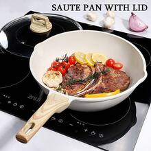 GiPP Nonstick Deep Frying Pan - 24/28/30CM Granite Saute Pan With Lid, Pour Spout And Stay-Cool Handle, Non Stick Skillet Cooking Pan Induction Cookware, PFOS/PFOA Free, For All Hob Types (White) - White - View 9