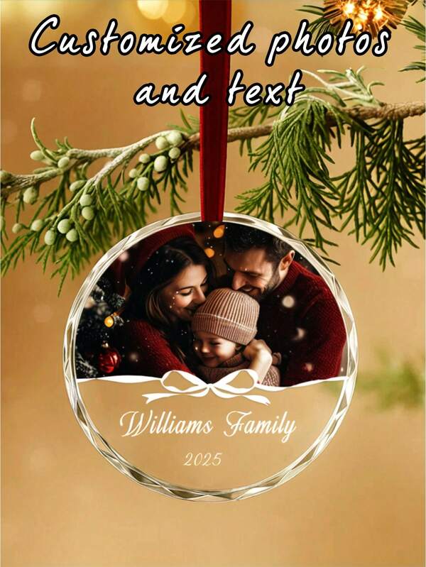 Customized Christmas Decorations, Personalized Text And Photos, Car Rearview Mirror Decorations, Christmas Gifts, Personalized Christmas Decorations, Personalized Engraved Photo Decorations, Family Gifts, Christmas Decorations, Customized Circular Card Hooks