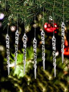 12 buc decorațiuni de brad de Crăciun, acrilice transparente, țurțuri de Crăciun, ornamente agățate pentru Crăciun, Anul Nou, sărbători, nuntă, petrecere de iarnă, decor