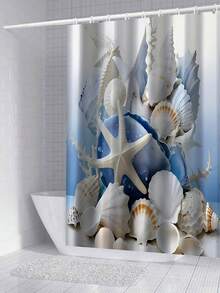 1/4 Stücke kreatives Korallen-Seestern-Muscheldesign Duschvorhang und Liner Set, Heimdekoration Vorhang, Badezimmer Duschvorleger, moderne Badezimmervorhänge, wasserdicht, Badezimmer Teppich, U-förmige Toilettenvorleger, Toilettendeckel, 12 Haken, geeignet für Heimdekoration, Feiertage, tägliche Dekoration, Weihnachtsdekoration, Badezimmerdekoration, Duschdekor, ideales Geschenk