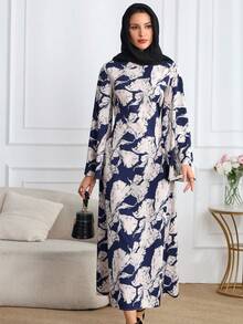 Vestido largo de mujer con estampado floral todo sobre estilo bohemio de manga larga para primavera 2025 Nuevas modas sueltas de otoño Vestidos con cinturón para vacaciones casuales Vestidos largos elegantes para fiesta, playa, graduación y eventos elegantes del Día de San Valentín