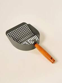 PETSIN 1 件不锈钢猫砂铲，带符合人体工程学的木柄 - 多功能宠物粪便清洁工具，适用于兔子、猫、狗和猫砂盆 - 耐用卫生易清洁设计 - 彩色 - 查看 3