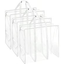 Bolsa de almacenamiento transparente para regalo, organizador de ropa, con cierre, decoracin de Navidad, bolsa de vinilo para debajo de la cama, ropa de cama, almohada de lino, bolsa de tela, asas reforzadas blanco, 3 - blanco - Ver 8