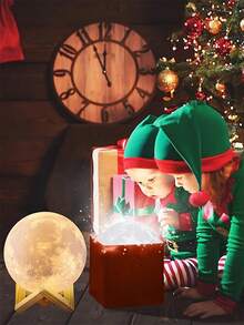 1pc 3D Lunar Bedlight, LED Lunar Children's Night Light, Battery Powered, 3D Printed With Bracket Lunar Light, Bedroom Bedlight, Suitable For Indoor, Bedroom, Living Room, Room, Office - Multicolor - View 5