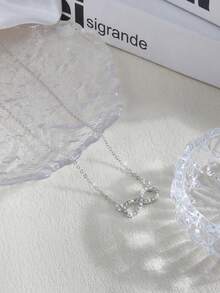 1 Stück modischer, minimalistischer silberner Unendlichkeitssymbol-Anhänger-Halskette als Valentinstag Accessoire für Frauen - Silber - Übersicht 3