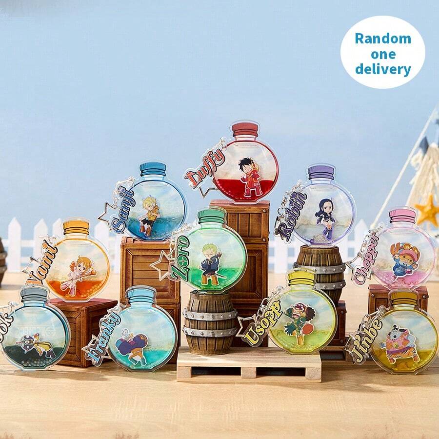 Miniso Hộp đựng chìa khóa tàu cướp biển One Piece nổi dầu. Làm bằng Acrylic, thiết kế nhân vật sống động như thật, siêu bắt mắt khi trang trí ba lô. Giao hàng ngẫu nhiên 1 chiếc. - Nhiều màu - Xem 1