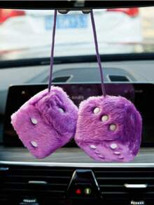 1 pièce Dés en peluche pour couple, pendentif rétro  à pois pour rétroviseur de voiture, décoration de voiture, ornement suspendu pour l'intérieur, convient aux filles, décoration de rétroviseur de voiture, cadeau pour la Saint-Valentin/les fêtes - Multicolore - Voir 16