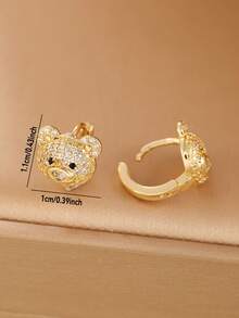 1 Paar süße Bären Ohrstecker aus kubischem Zirkonia, geeignet für den täglichen Gebrauch von Frauen