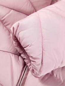 SOLOCOTE 女童加厚保暖内衬拉链前袋外套，可爱长袖外套，适合圣诞派对、冬季休闲外出、雪地玩耍 - 粉色 - 查看 7