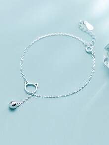 1 件 S925 纯银简约镂空猫手链，可爱小猫，甜美动物流苏串珠首饰，适合女士礼物 - 貓咪 - 查看 8