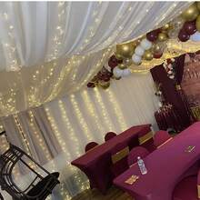 Cortina de luces LED de hadas de 300 luces, 3 m x 3 m, color blanco cálido, con enchufe USB, 8 modos de iluminación, decoración navideña, luces colgantes con control remoto para dormitorio, interior, boda, dormitorio. - Blanco Cálido - Ver 10