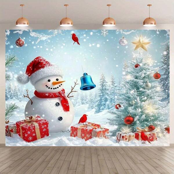 1 قطعة لافتة إكليل الثلج والطائر الأحمر الشتوي مع ثلوج على شكل بالونات حمراء وبيضاء - للاستخدام الداخلي/الخارجي في عيد الميلاد، سهلة التعليق - تصميم مميز للثلجي والطائر الأحمر، خلفية عيد الميلاد