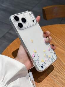 Bộ ốp lưng điện thoại silicon trong suốt họa tiết hoa trắng tối giản + 1 dây đeo silicon trong suốt màu trắng, tương thích với iPhone, Galaxy, Honor. Quà tặng mùa xuân, quà sinh nhật. Phiên bản quốc tế, không phải phiên bản nội địa. - Nhiều màu - Xem 3
