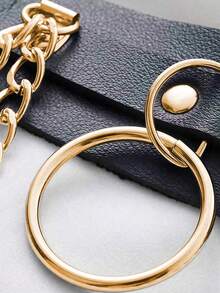1 chiếc thắt lưng đen gợi cảm cỡ lớn dành cho nữ, đai nịt eo phong cách Gothic có đinh tán và tua rua, thích hợp cho việc sử dụng hàng ngày, đi làm, lễ hội âm nhạc, tiệc Halloween, lễ kỷ niệm - Vàng - Xem 4