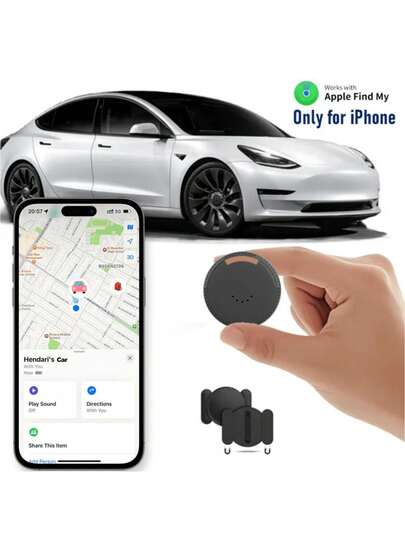 Mini Car Tracker, Car Tracking Device, Mini Hidden Car Tracker, Suitable For GPS, Airtag Apple Version, AirTag Locator, Global GPS Tracker | No Monthly Fee, Magnetic Protective Case For AirTag, Compatible With "Apple Find My" (IOS Only) For Tracking Cars, Keys, Wallets, Luggage, Bicycles Anti-Loss Reminder Tracking Locator