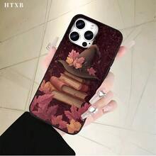 Fundas y carcasas protectoras para teléfono con diseño de sombrero y libro, con orificios grandes, compatibles con las series phone 17, 16 Pro Max, 16, 15 Pro, 14, 14 Plus/14 Pro Max, 13, 13 Pro, 12 Pro y 11/11 Pro. Es un regalo ideal para Halloween y Acción de Gracias para amigos y familiares. Regalos de temporada, fundas, estilo anime, estampado, material duradero, elegante accesorio para teléfono, diseño con orificio grande, para usuarios y fanáticos del anime. - Negro - Ver 2