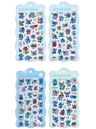 New Cartoon Anime Theme Stitch Image Sticker Children's Handicrafts DIY Three-Dimensional Creative Stickers Anime Figure Stitch Stickers Decorative Stickers