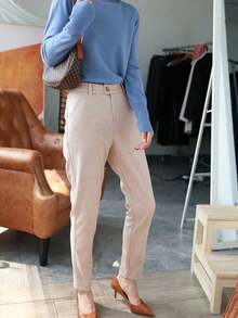 Wool Blend French Design Niche Straight-Leg Suit Pants, High-Waisted, Elegant, Autumn/Winter