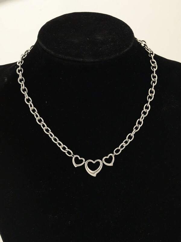 1 bucată de colier din oțel inoxidabil, design în formă de inimă, drăguț și elegant, potrivit pentru femei, rezistent la uzură și lavabil, excelent pentru călătorii și cumpărături, potrivit pentru toate anotimpurile, cadou excelent