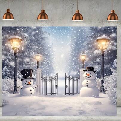 خلفية شجرة صنوبر ورجل الثلج في الغابة الثلجية، متعددة الأحجام، مناسبة لديكورات الحفلات متعددة الأغراض، لا تحتاج إلى كهرباء، خلفية صور داخلية/خارجية، ديكور منزلي لعيد الميلاد، ديكورات عيد الميلاد.