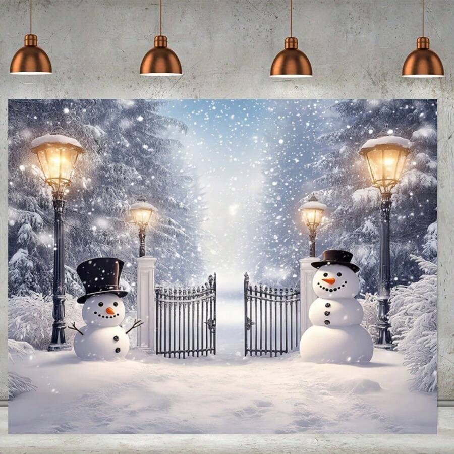 خلفية شجرة صنوبر ورجل الثلج في الغابة الثلجية، متعددة الأحجام، مناسبة لديكورات الحفلات متعددة الأغراض، لا تحتاج إلى كهرباء، خلفية صور داخلية/خارجية، ديكور منزلي لعيد الميلاد، ديكورات عيد الميلاد.