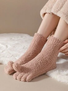 1 par de calcetines de dedo para mujer para correr, calcetines atléticos con cabina suave, calcetines gruesos y acogedores de punto para el invierno, regalo para mujer, otoño