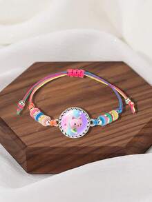 Pulsera tejida y colgante de dibujos animados de Gabby's Dollhouse con cuentas redondas - Joyería ajustable a mano para mujeres, hombres, parejas, familia y amigos - Que simboliza positividad y espiritualidad, joyería espiritual/pulsera positiva/cuerda roja tejida, pulsera con colgante - Multicolor - Ver 6