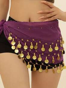 1pc Women's Sequin Fringe Dance Skirt, Belly Dance Fringe Hip Scarf Belt, Women's Shiny Sequin Fringe Skirt, Stage Performance Costume - Multicolor - View 14